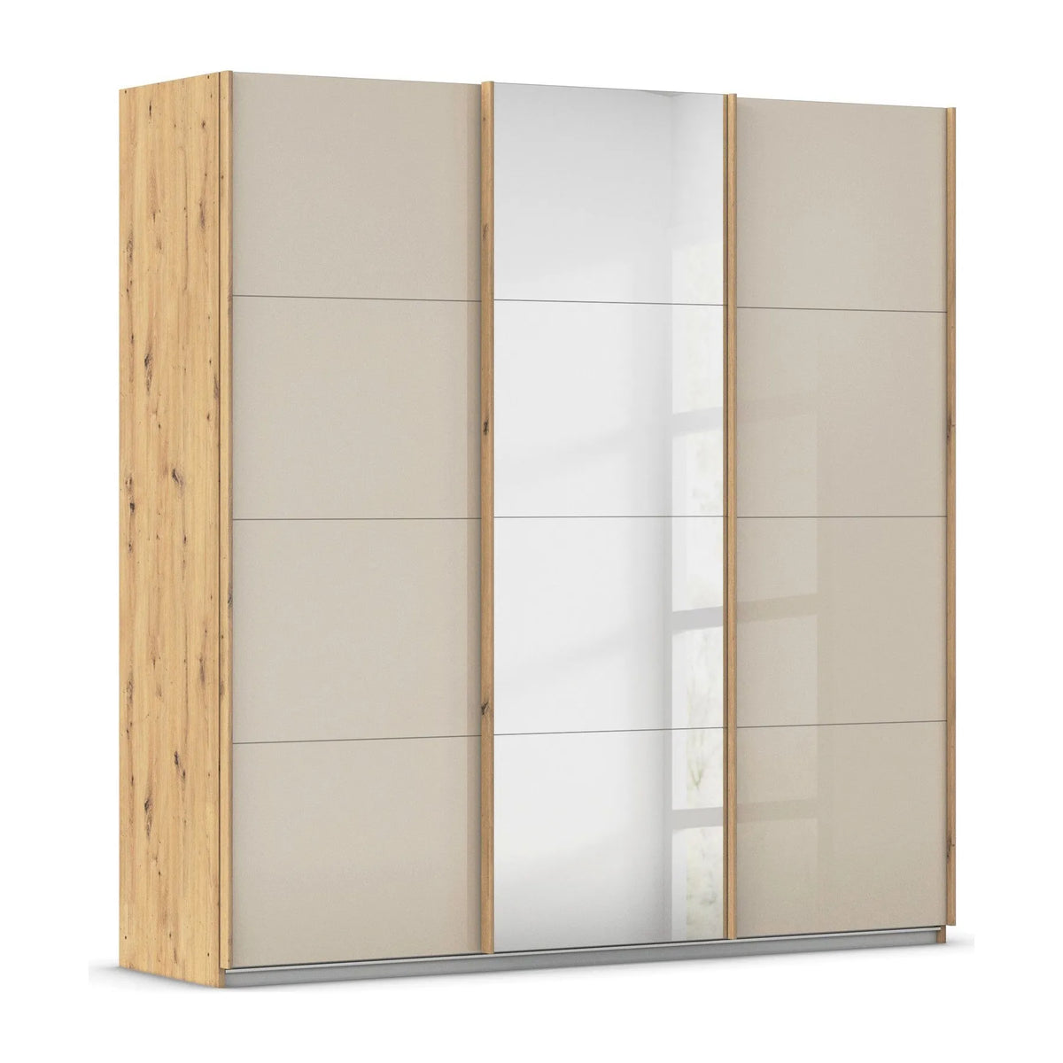 Rauch Forms Oak & Champagne Glass 3 Door Sliding Wardrobe