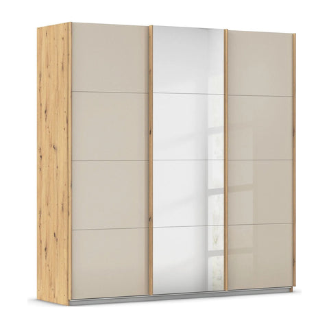 Rauch Forms Oak & Champagne Glass 3 Door Sliding Wardrobe