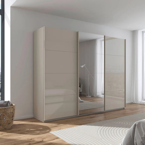 Rauch Forms Champagne Glass 3 Door Sliding Wardrobe with Mirror