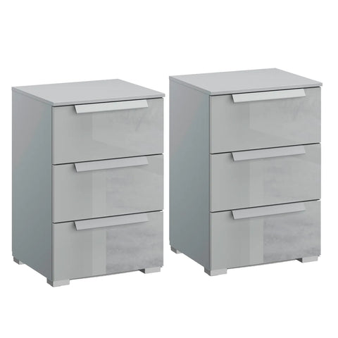 Rauch Perth 3 Drawer Silk Grey Glass Bedside Table