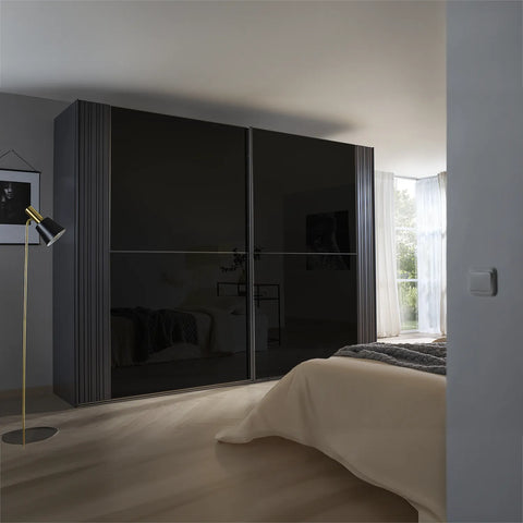 Rauch Cameo Graphite Sliding Door Wardrobe with Mirror