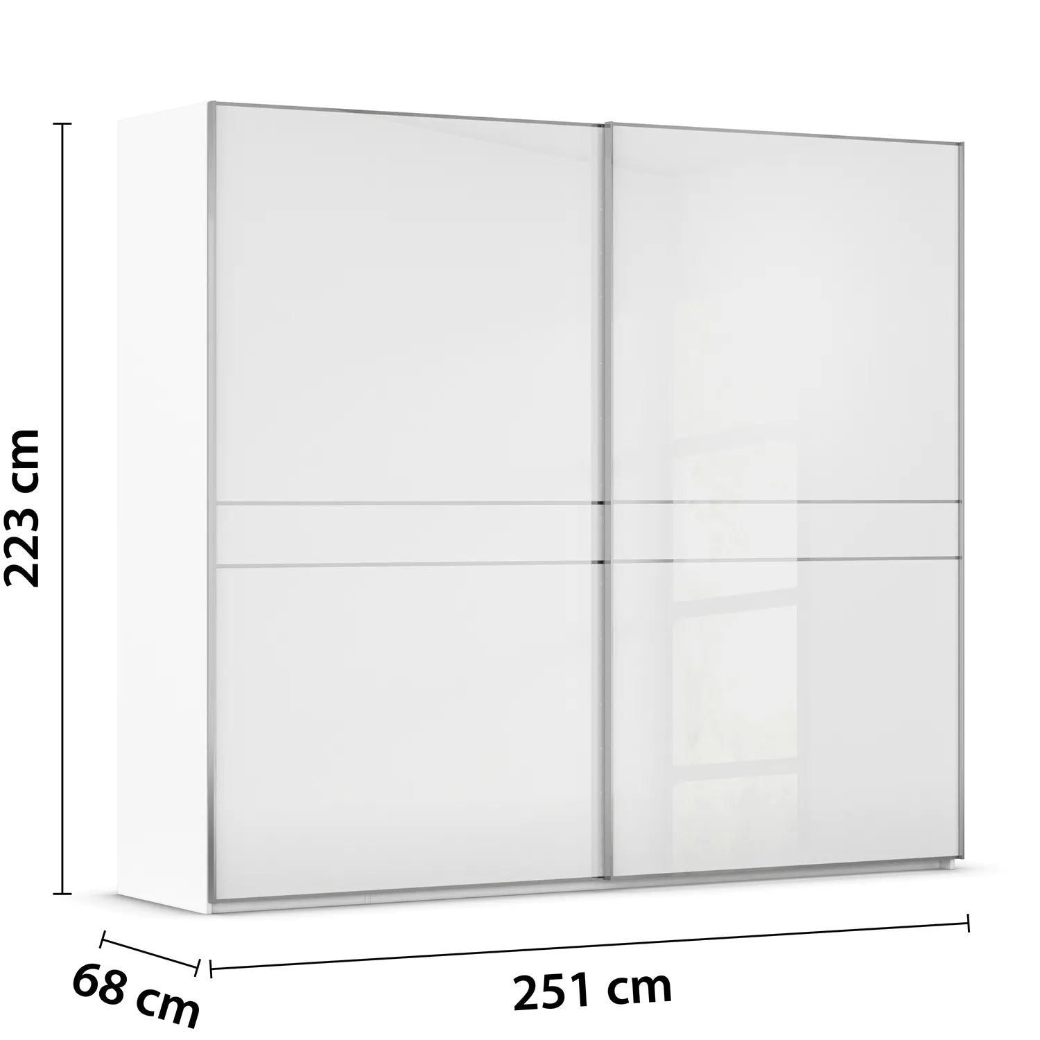 Lando Sliding White Glass Wardrobe