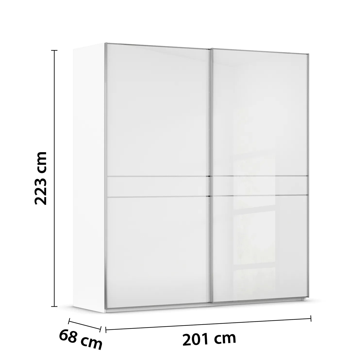 Lando Sliding White Glass Wardrobe