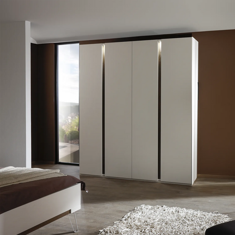 Larisa Graphite & Atlantic Oak Hinged 4 Door Wardrobe, also available in Champagne - Champagne Side View