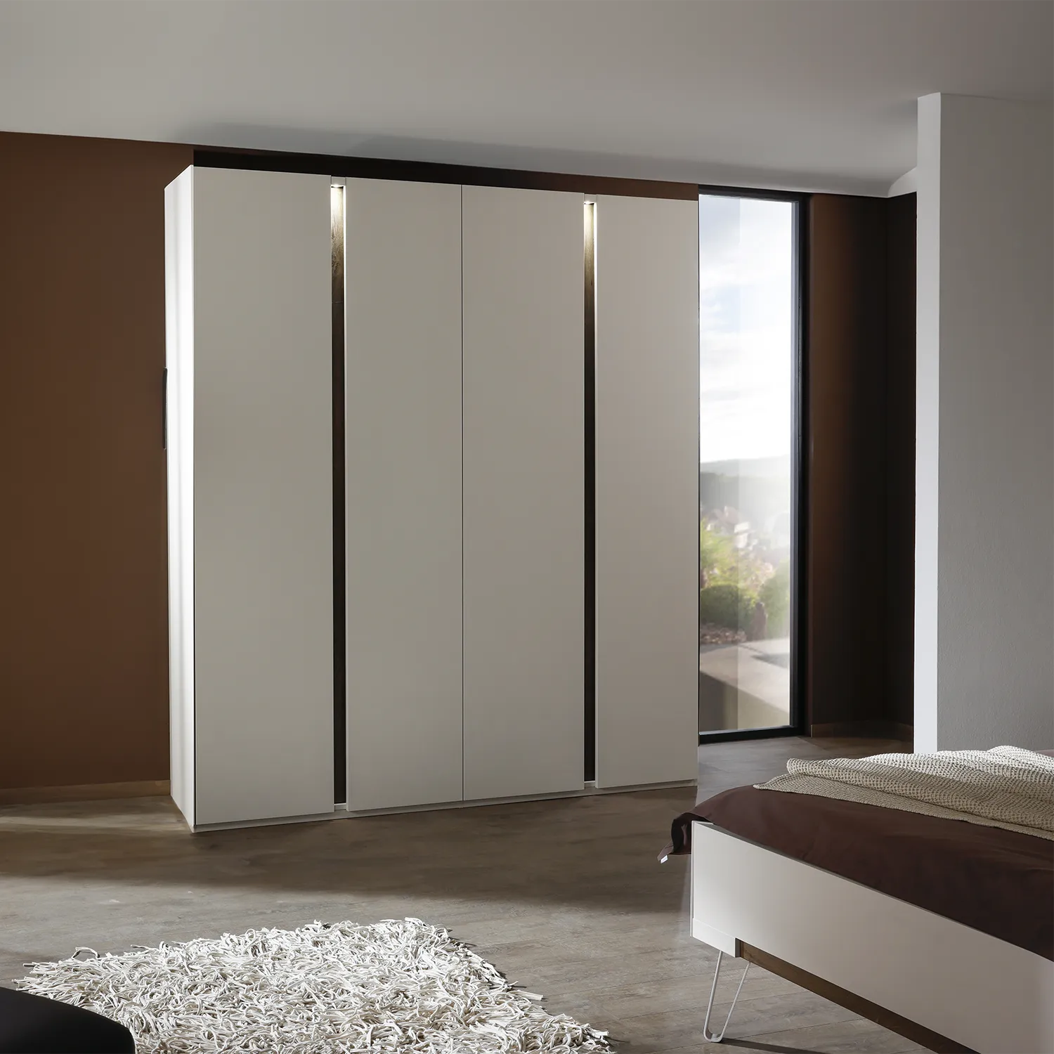 Larisa Champagne & Atlantic Oak Hinged 4 Door Wardrobe