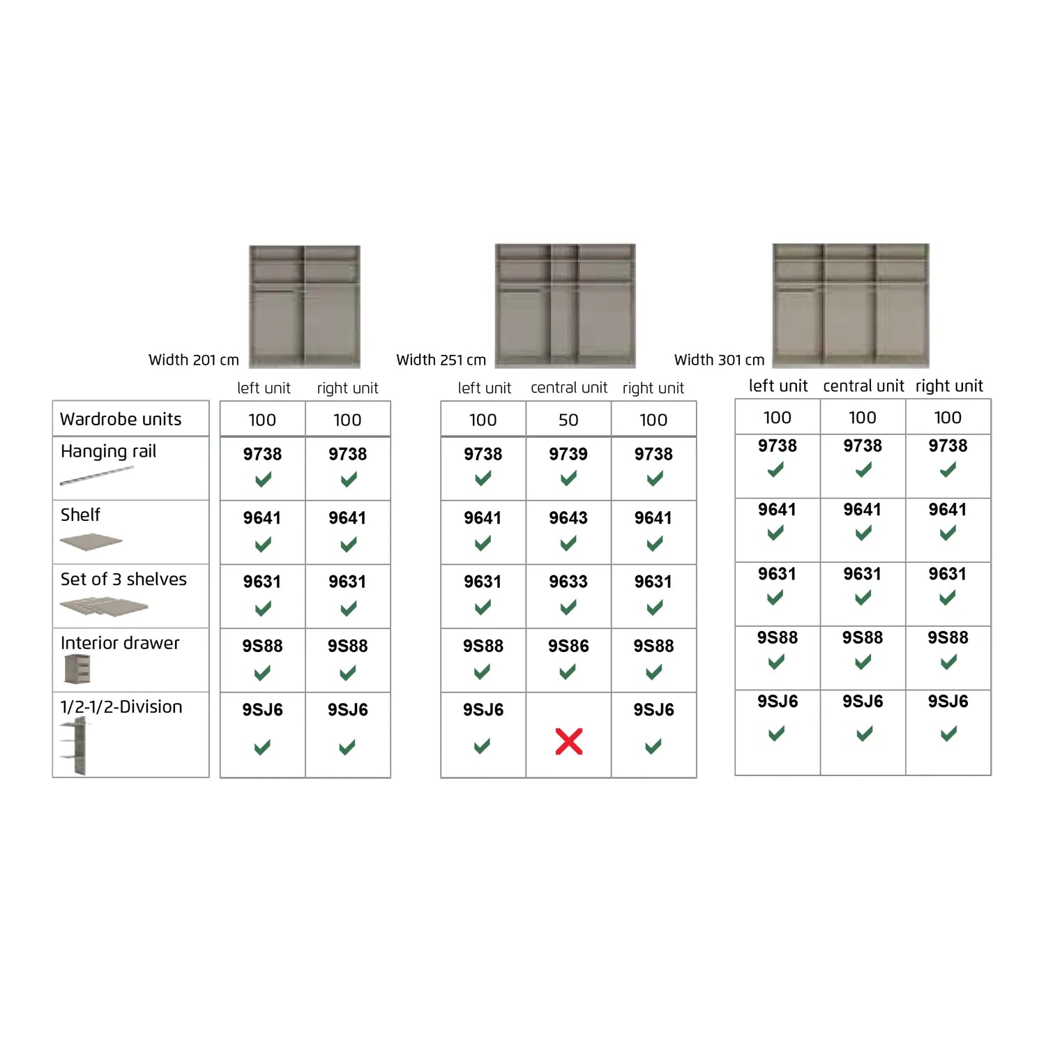 Larisa 251cm Graphite & Atlantic Oak Hinged 5 Door Wardrobe