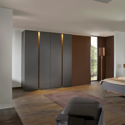 Larisa Graphite & Atlantic Oak Hinged 4 Door Wardrobe, also available in Champagne - Lifestyle Image 