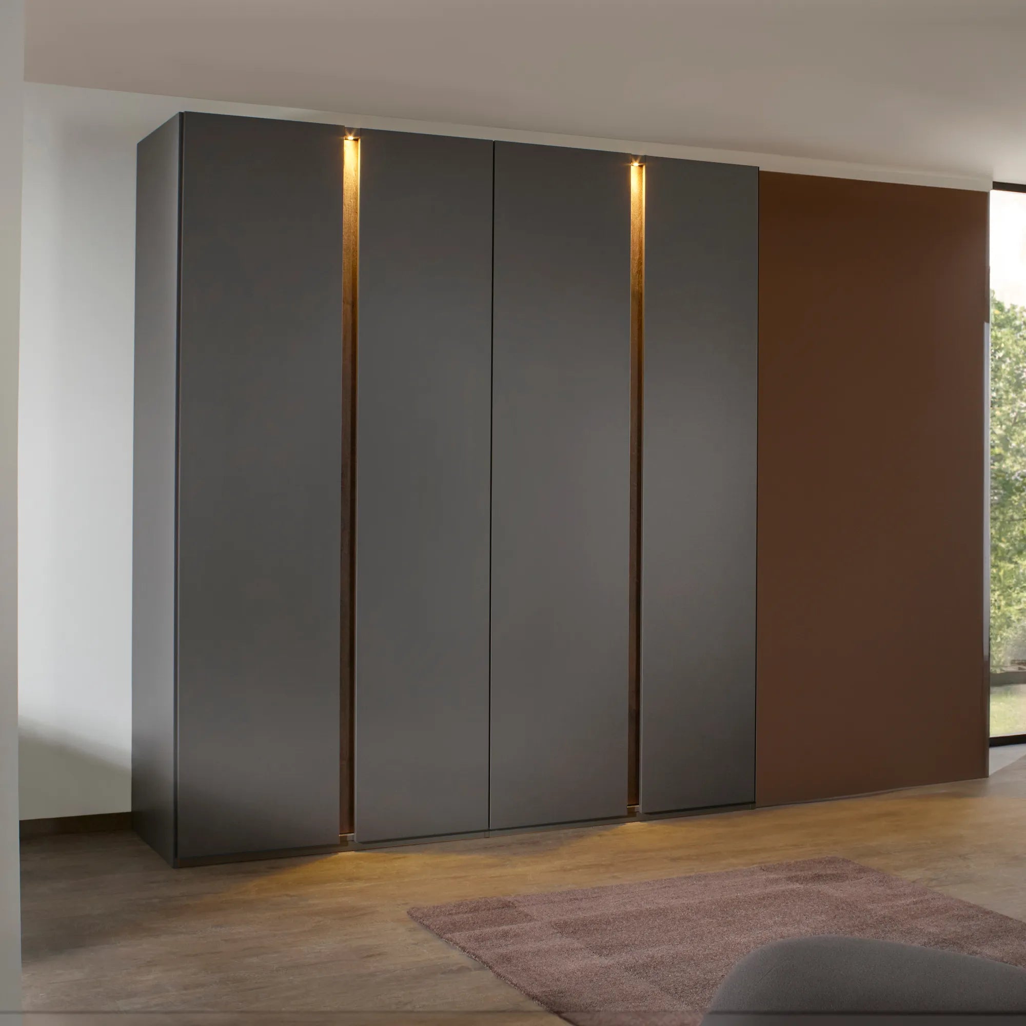 Larisa Graphite & Atlantic Oak Hinged 4 Door Wardrobe