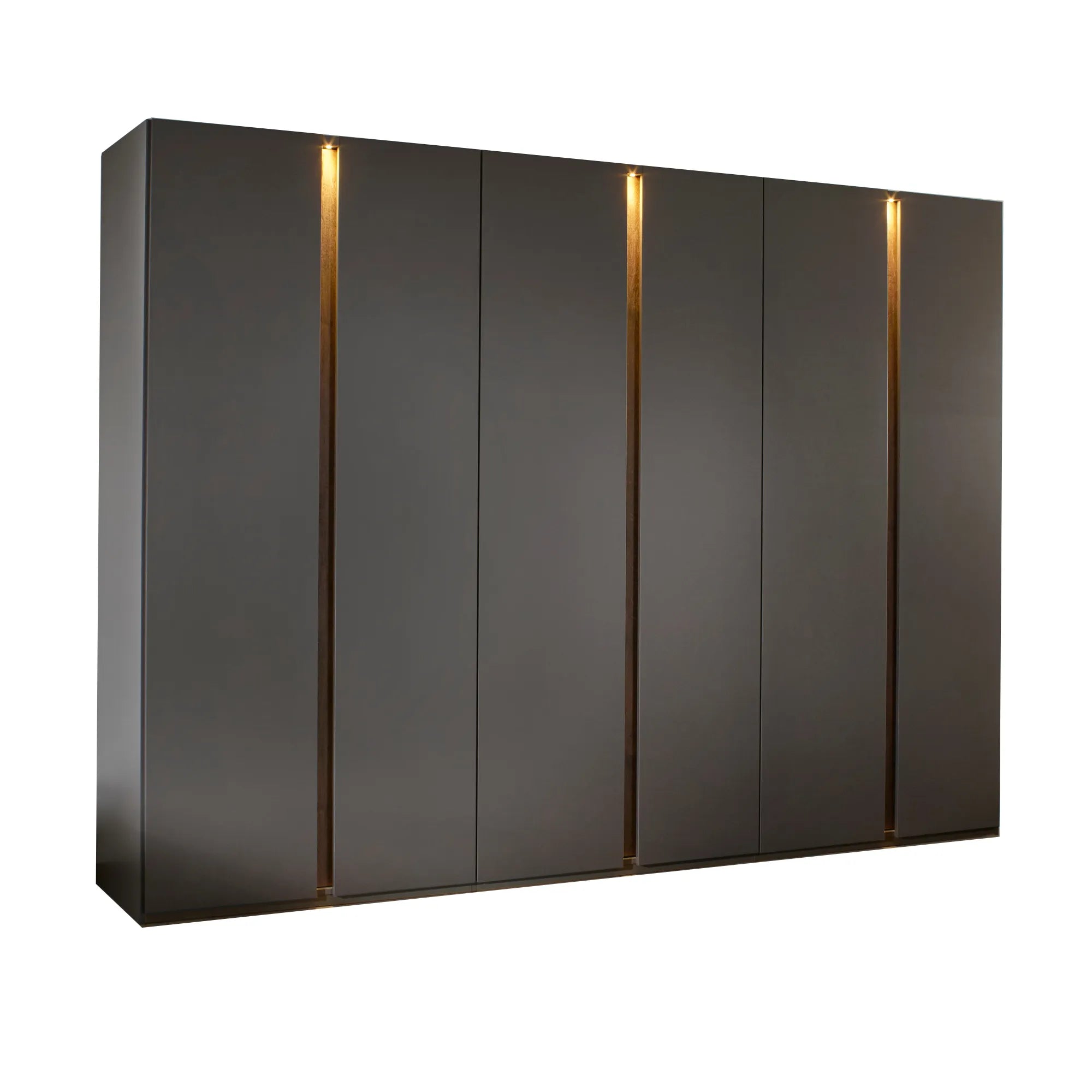 Larisa 301cm Graphite & Atlantic Oak Hinged 6 Door Wardrobe