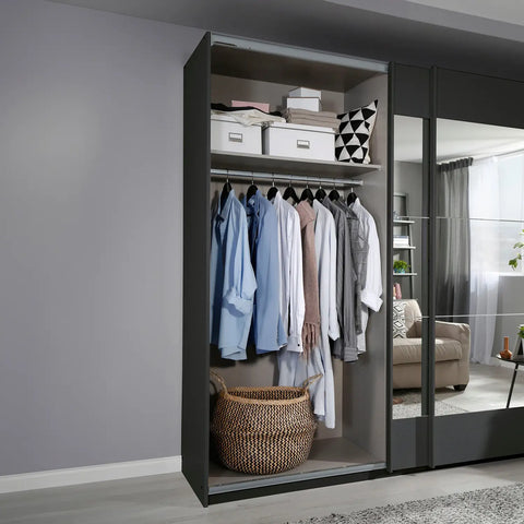 Rauch Mali Silk Grey & Mirror Sliding Door Wardrobe - 003