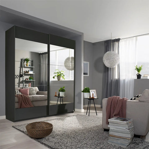 Mali Graphite & Mirror Sliding Door Wardrobe - 005