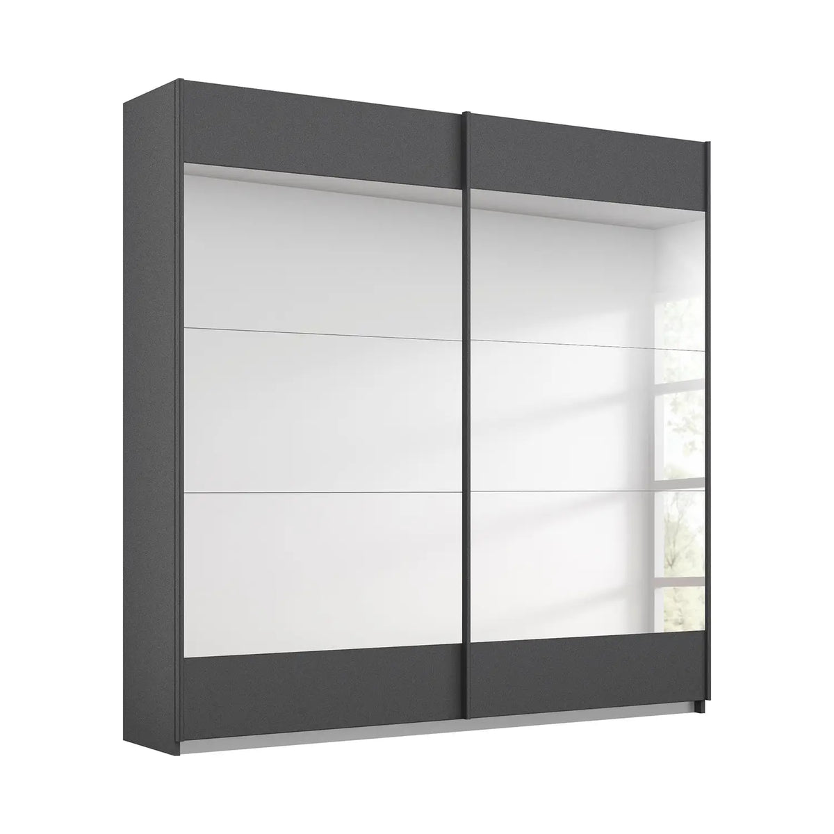 Mali Graphite & Mirror Sliding Door Wardrobe - Main Image 