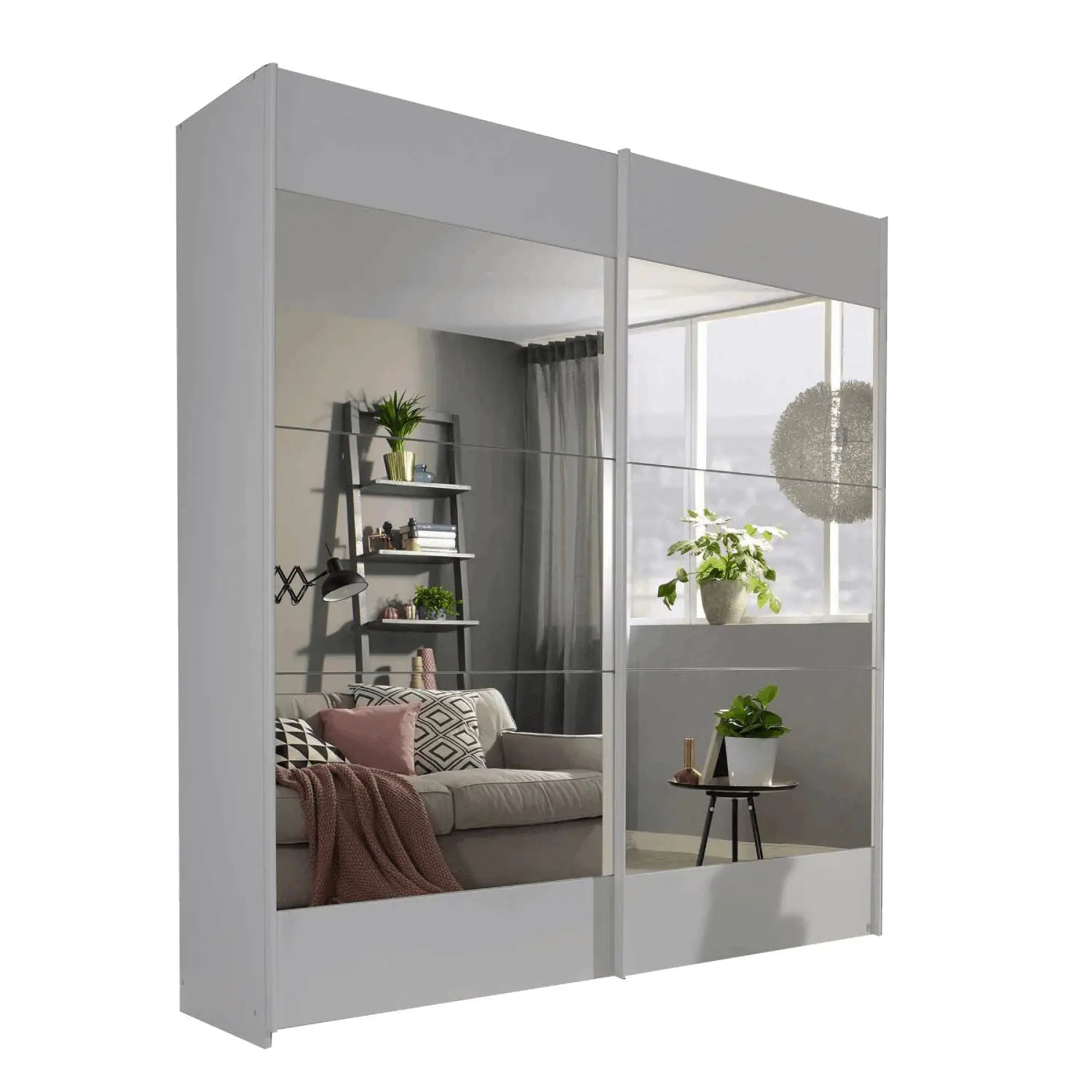 Mali Silk Grey & Mirror Sliding Door Wardrobe