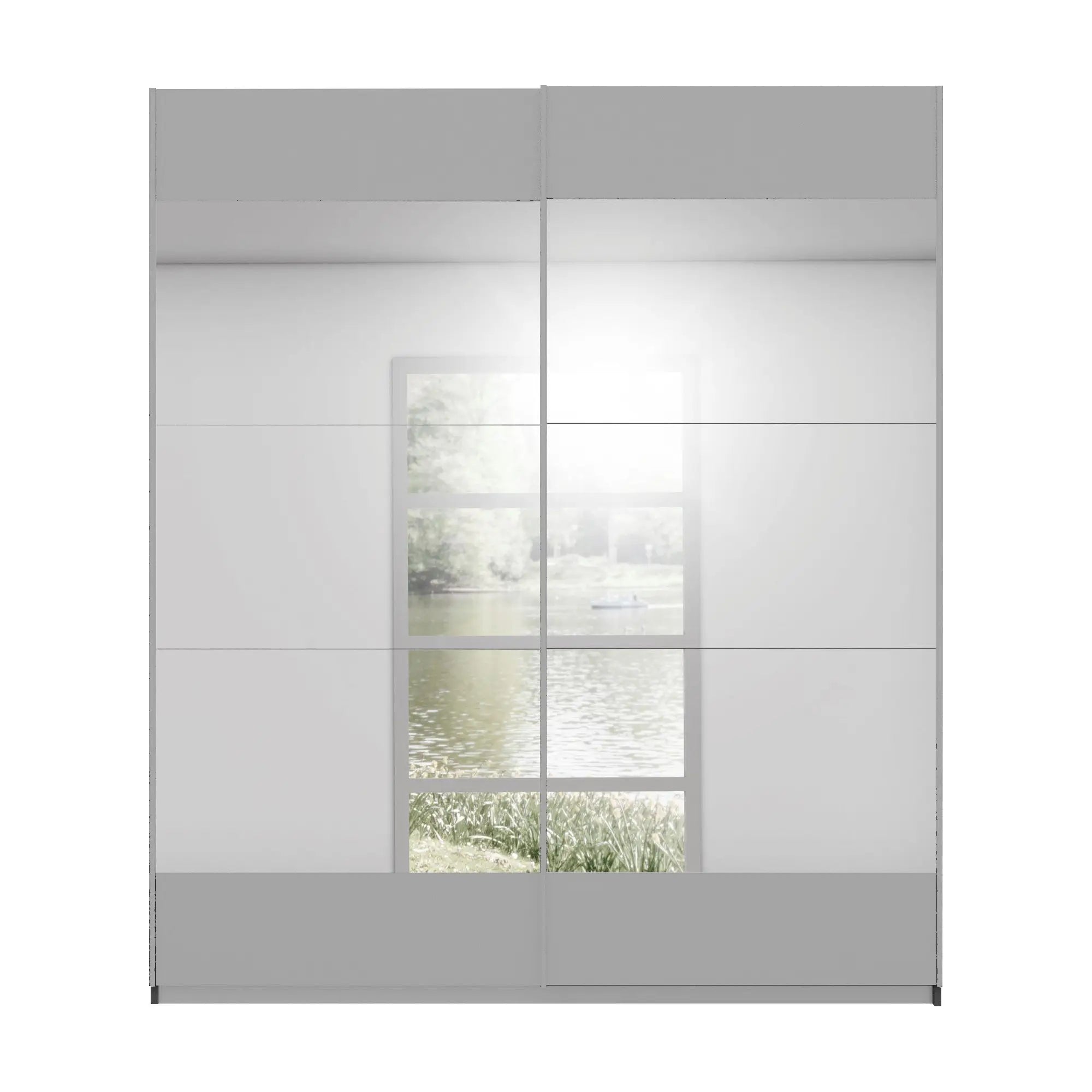 Rauch Mali Silk Grey & Mirror Sliding Door Wardrobe - 002