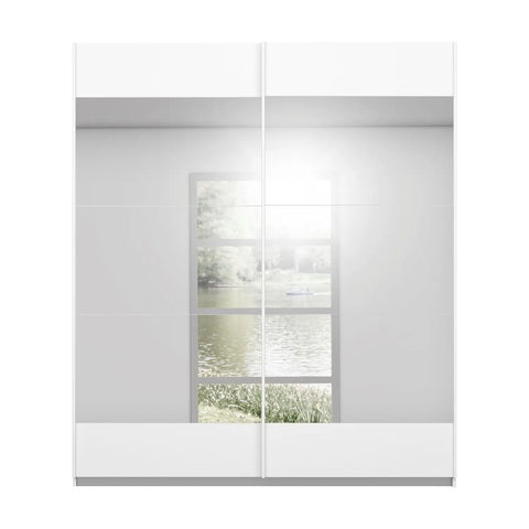 Mali White Sliding Door Wardrobe With Mirror - 003