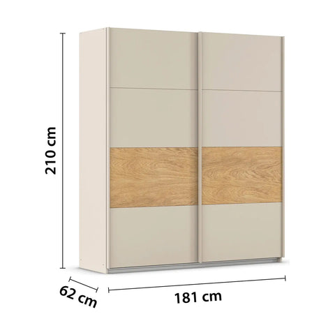 Rauch Malva 181cm Champagne Sliding Door Wardrobe - Dimensions 