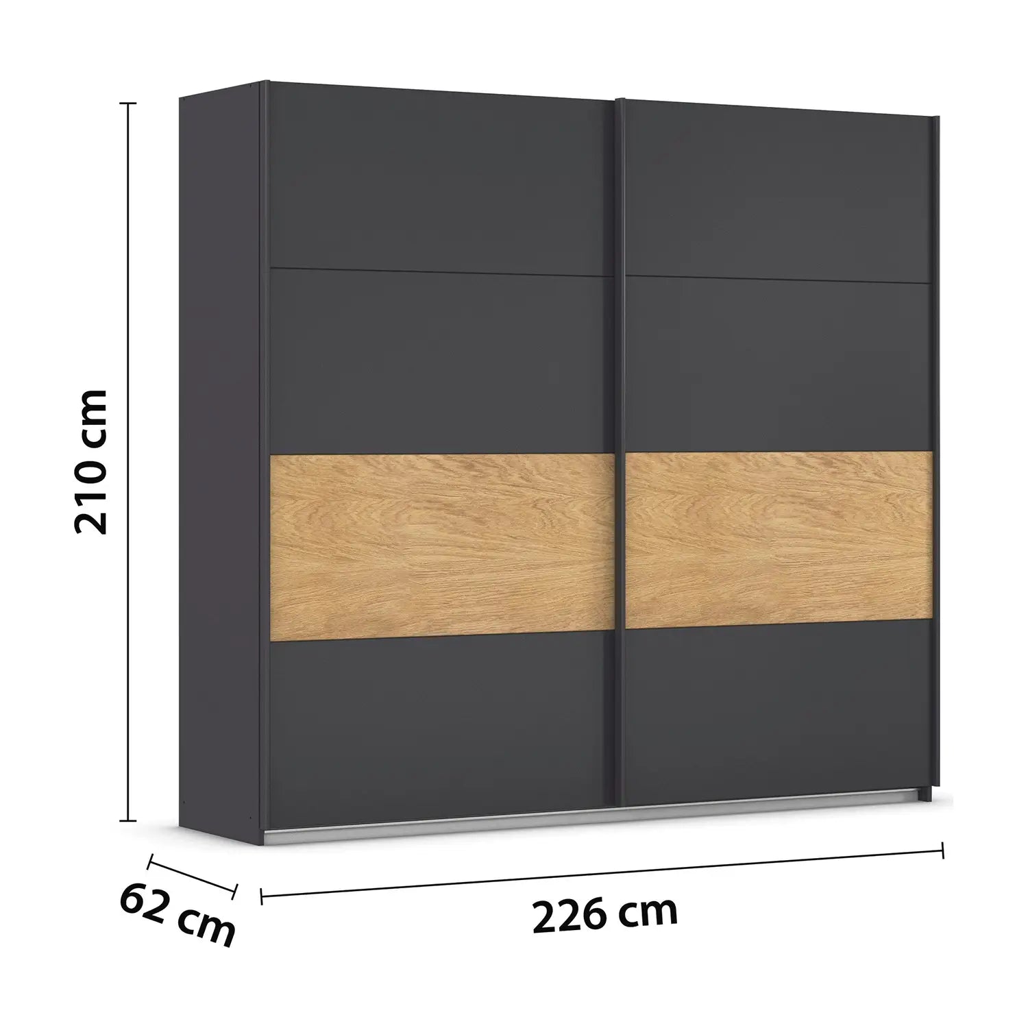 Rauch Malva 226cm Metallic Grey Sliding Door Wardrobe