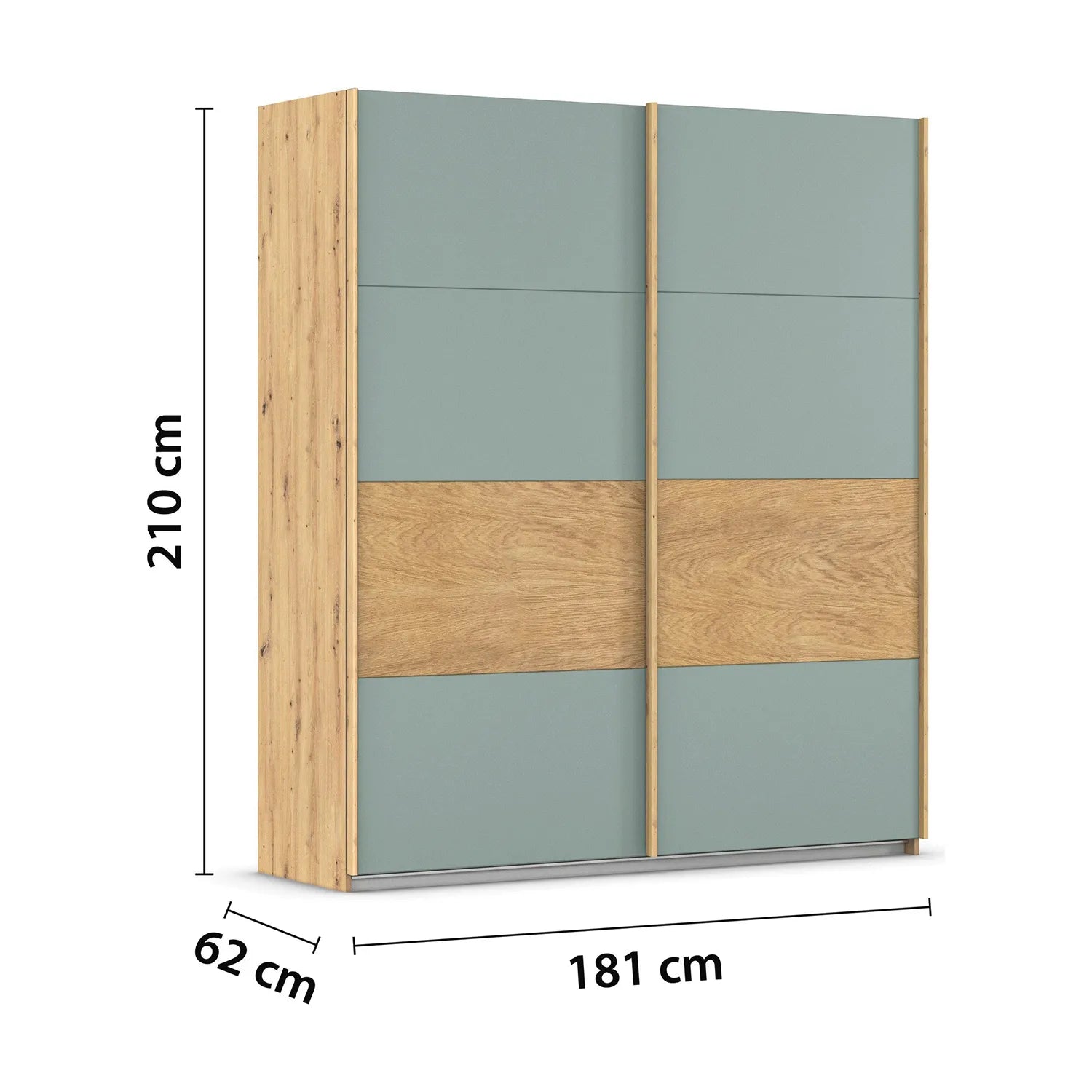 Rauch Malva 181cm Sage Green Sliding Door Wardrobe