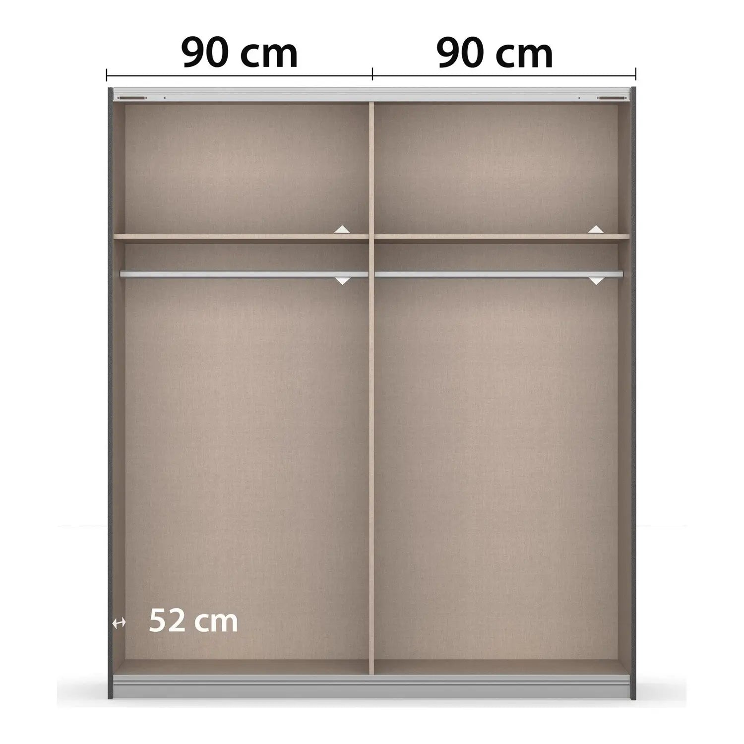 Rauch Serenity 181cm Metallic Grey Sliding Wardrobe with Mirror and LED Lighting