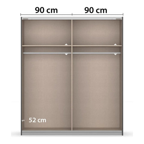 Rauch Marburg Silk Grey 2 Door Sliding Wardrobe