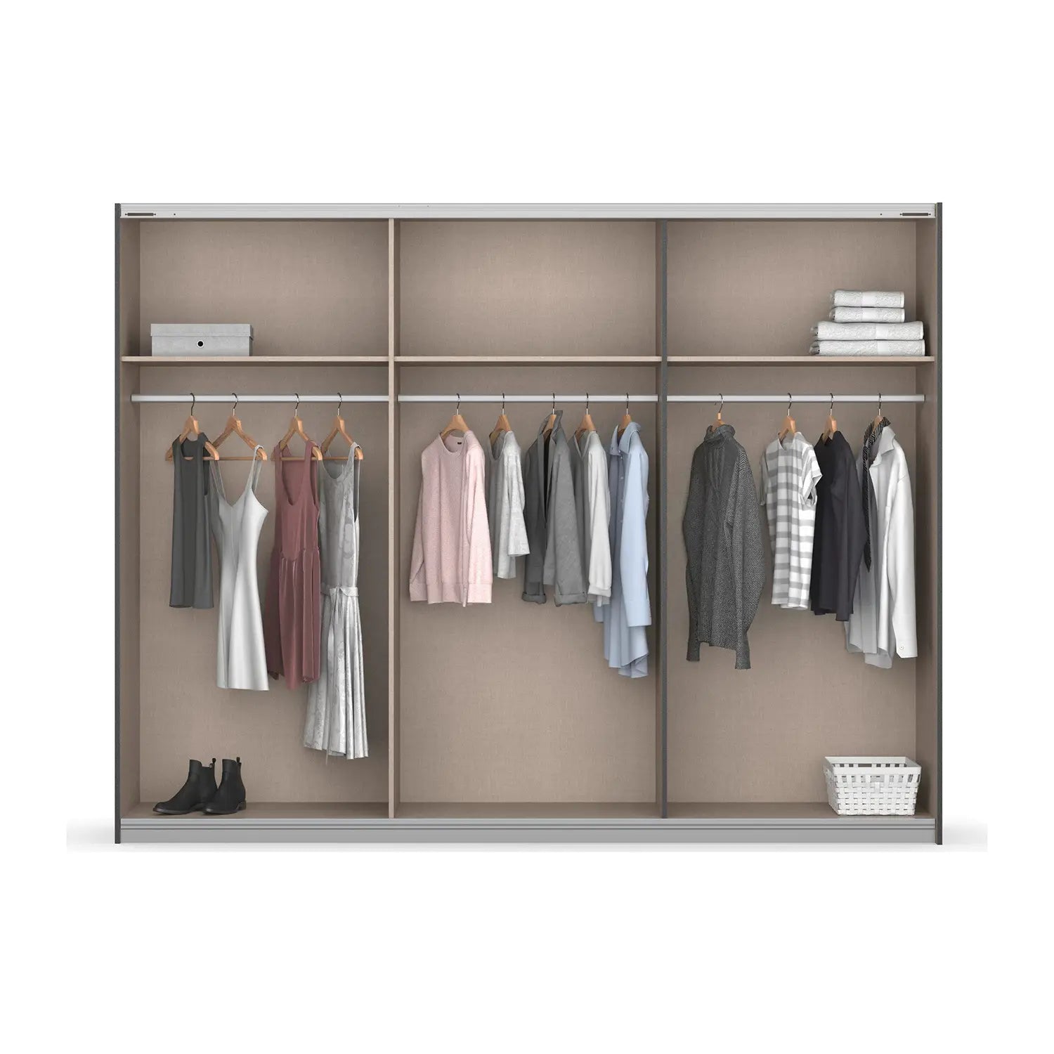 Serenity 271cm Large 3 Door Sliding Wardrobe with Mirror & LED Light - White