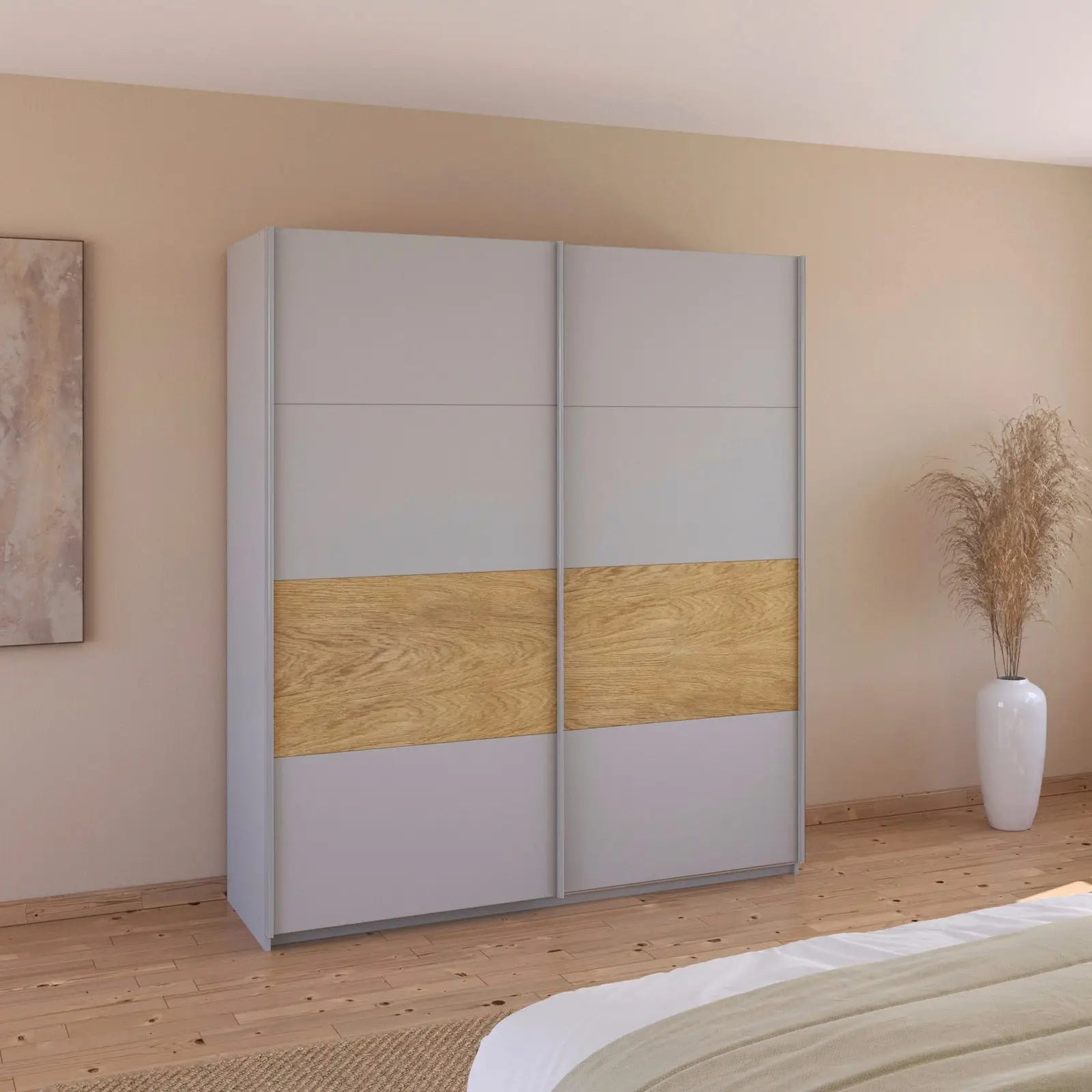 Rauch Malva 181cm Silk Grey Sliding Door Wardrobe