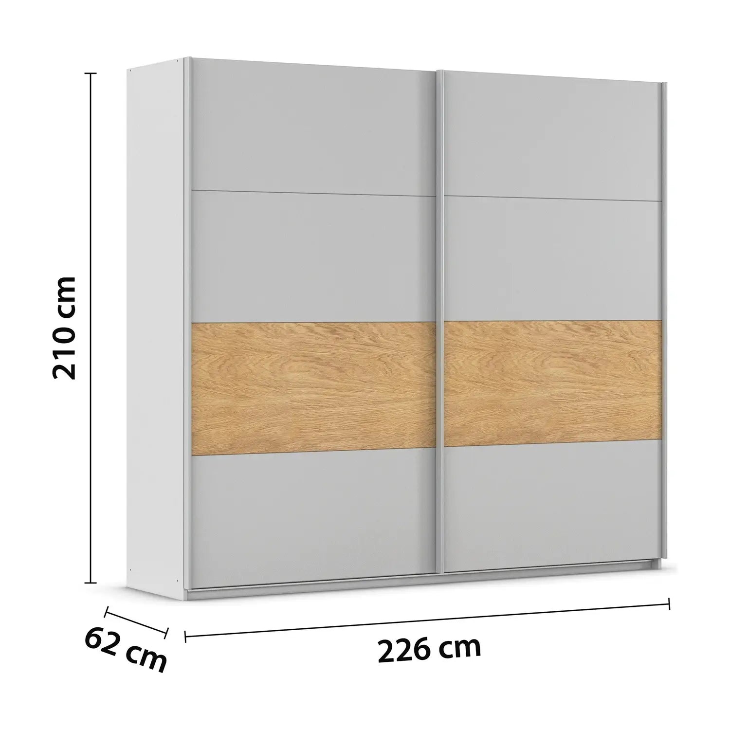 Rauch Malva 226cm Silk Grey Sliding Door Wardrobe