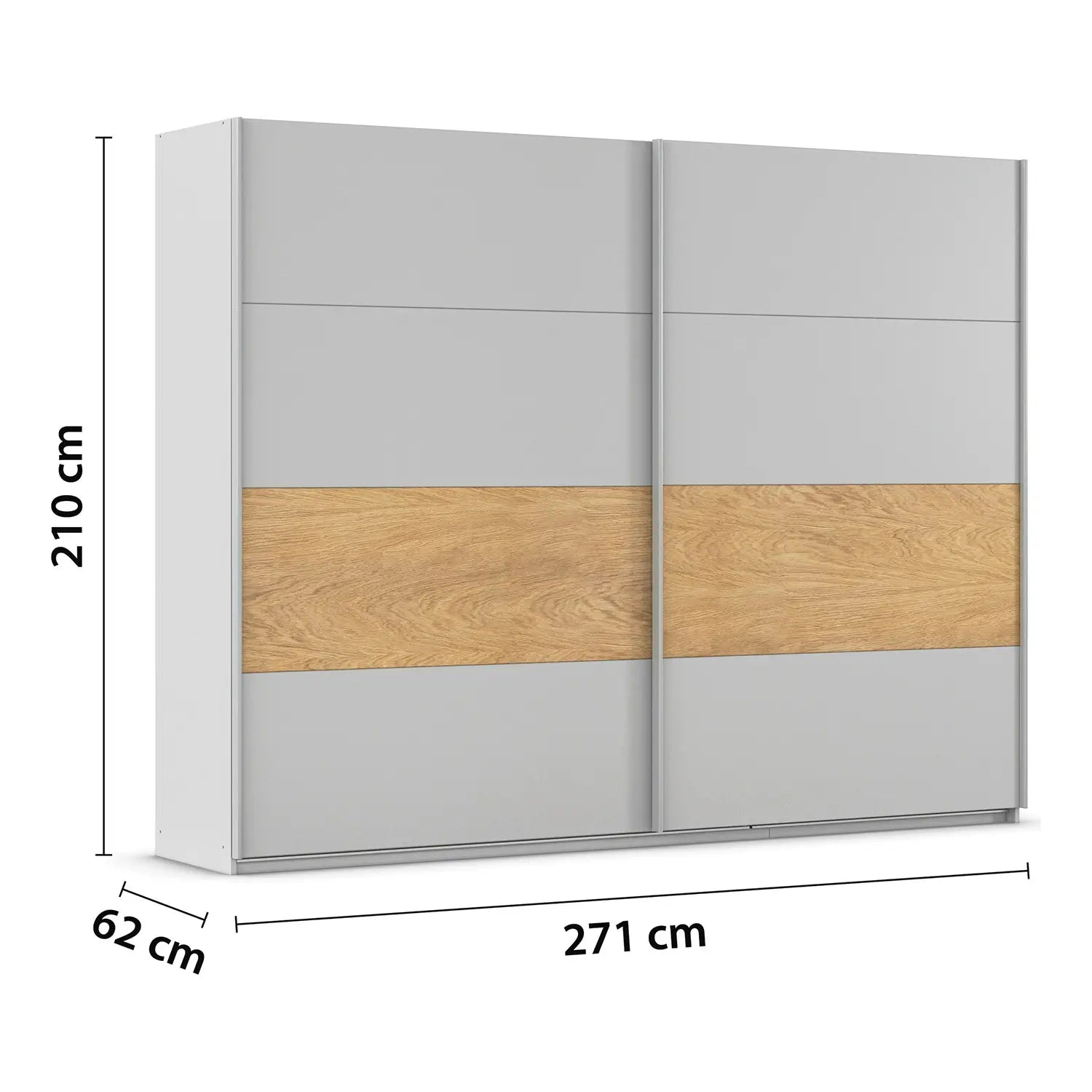 Rauch Malva 271cm Silk Grey Sliding Door Wardrobe