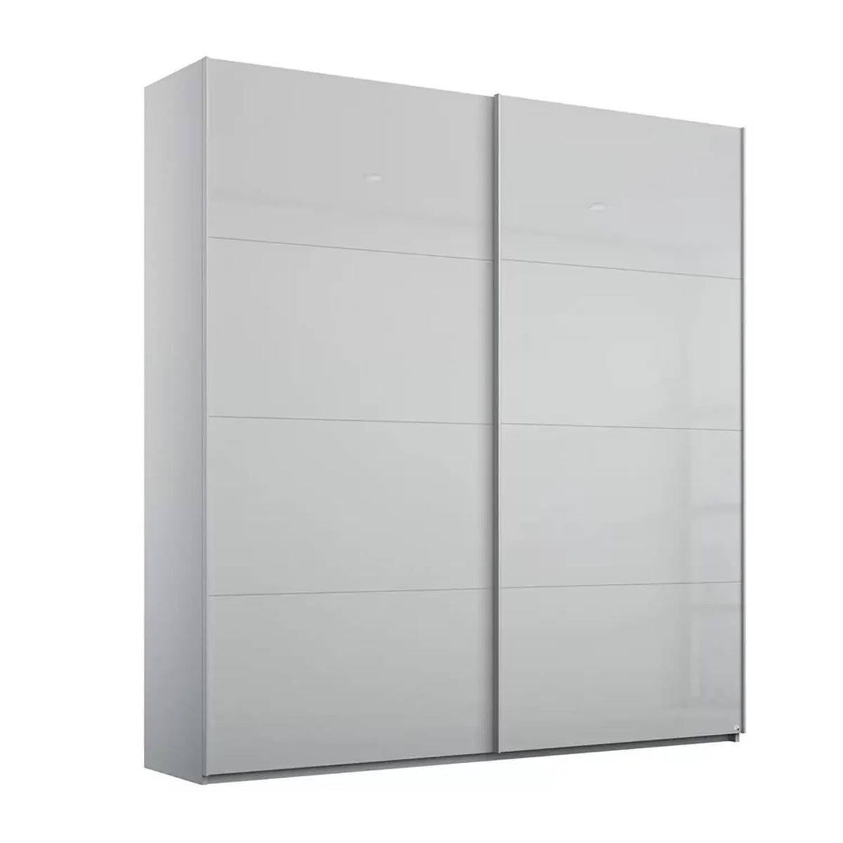 Rauch Forms Glass 2 Door Slider Wardrobe in Silk Grey Glass, with Matching Door Handles, Internal Compartments, and 10 Year Warranty - Main Image