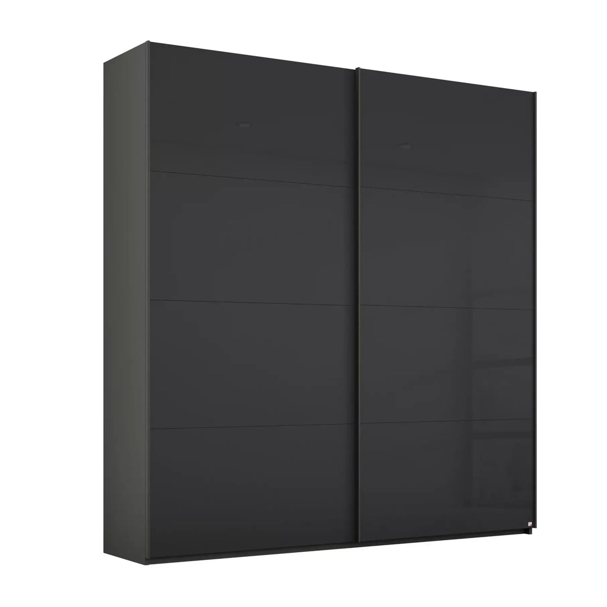 Rauch Forms Glass 2 Door Slider Wardrobe in Basalt Glass Graphite Carcase, with Matching Door Handles, Internal Compartments, and 10 Year Warranty - Main Image