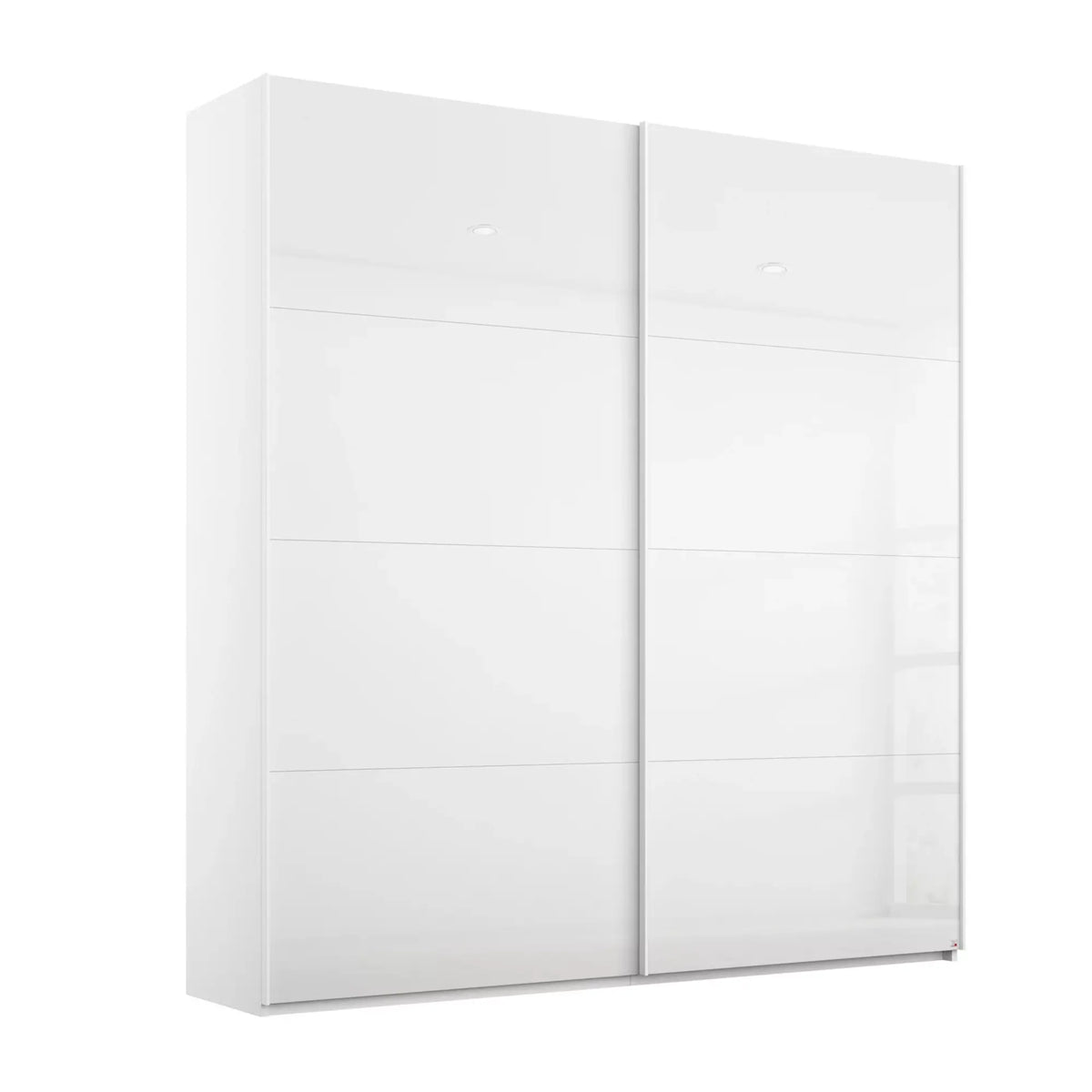 Rauch Forms Glass 2 Door Slider Wardrobe in Alpine White, with Matching Door Handles, Internal Compartments, and 10 Year Warranty - Main Image