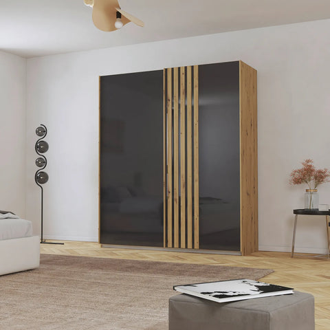 Rauch Mosbach Basalt Glass Sliding Door Wardrobe - W181cm