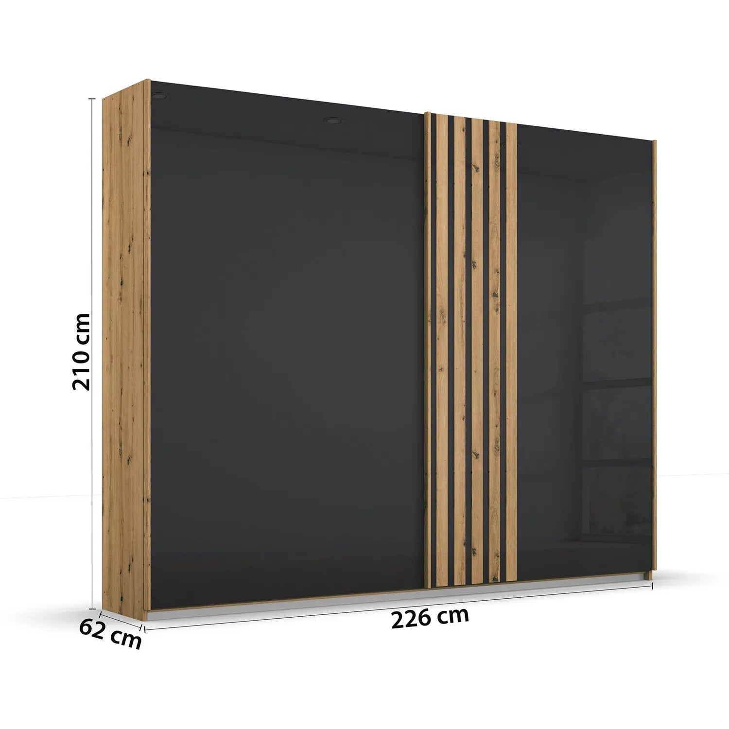 Rauch Mosbach Basalt Glass Sliding Door Wardrobe - W226cm