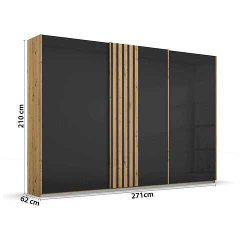 Rauch Mosbach Basalt Glass Large 3 Door Sliding Wardrobe -271