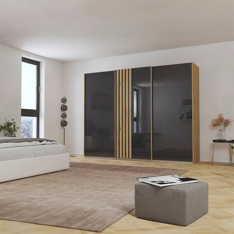 Rauch Mosbach Basalt Glass Large 3 Door Sliding Wardrobe -271