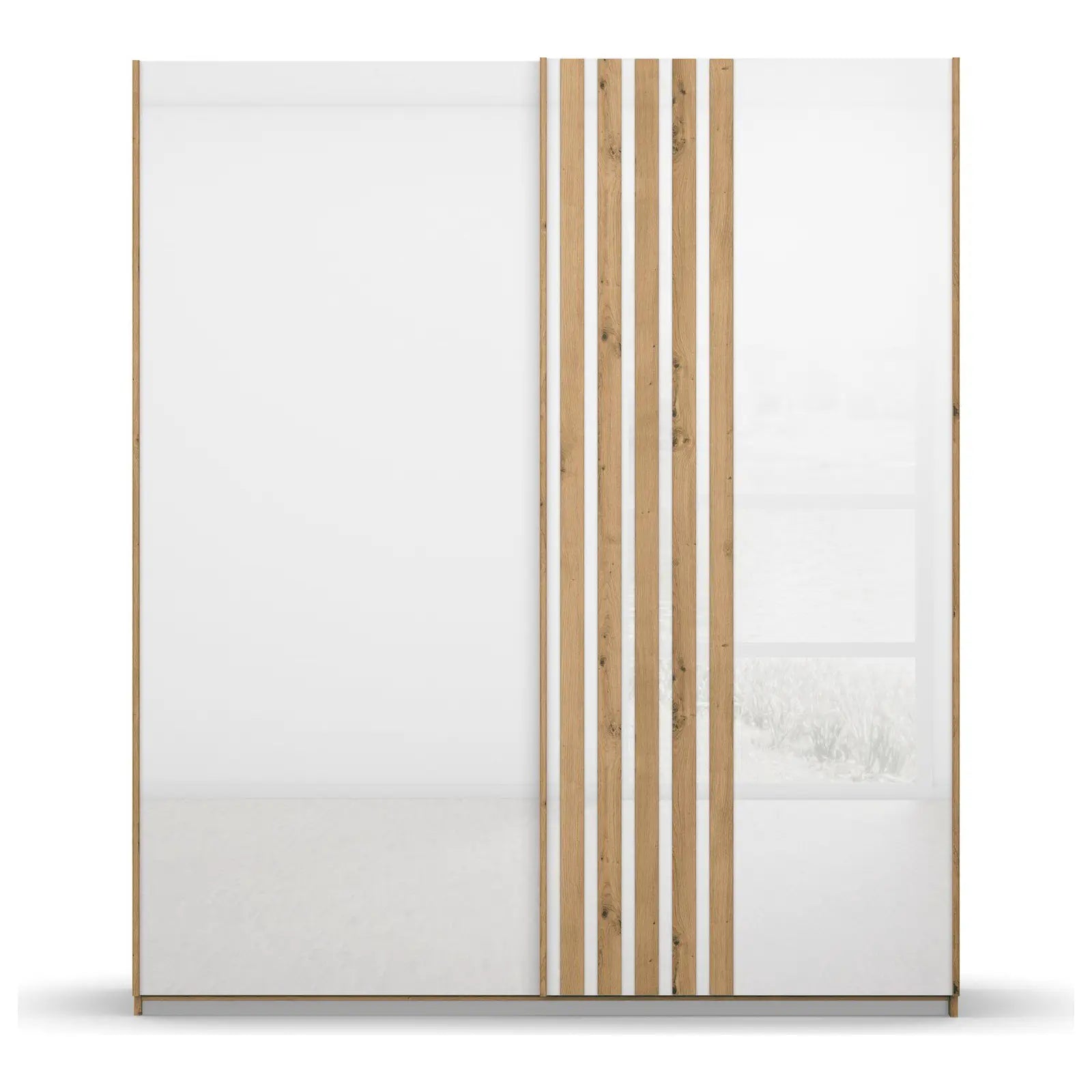 Rauch Mosbach White Glass Sliding Door Wardrobe - W181cm