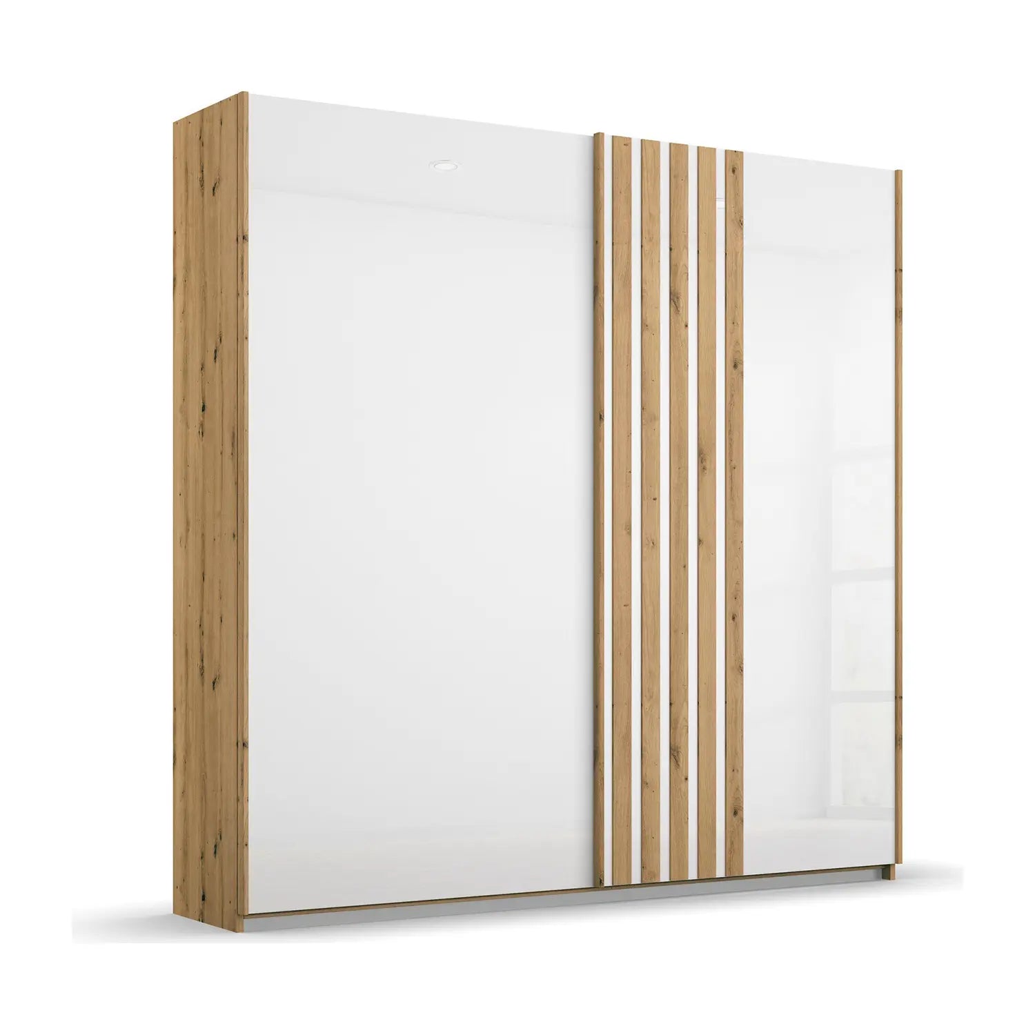 Rauch Mosbach White Glass Sliding Door Wardrobe - W181cm