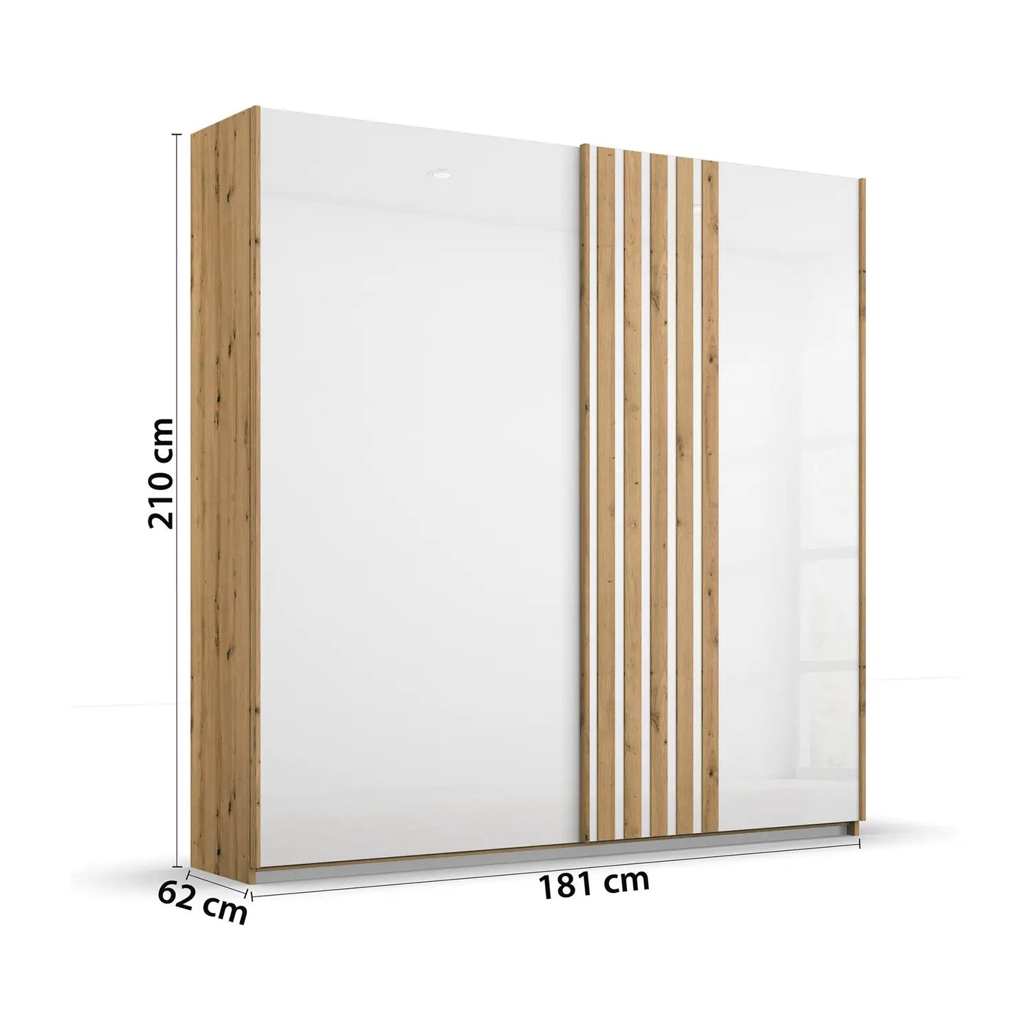 Rauch Mosbach White Glass Sliding Door Wardrobe - W181cm