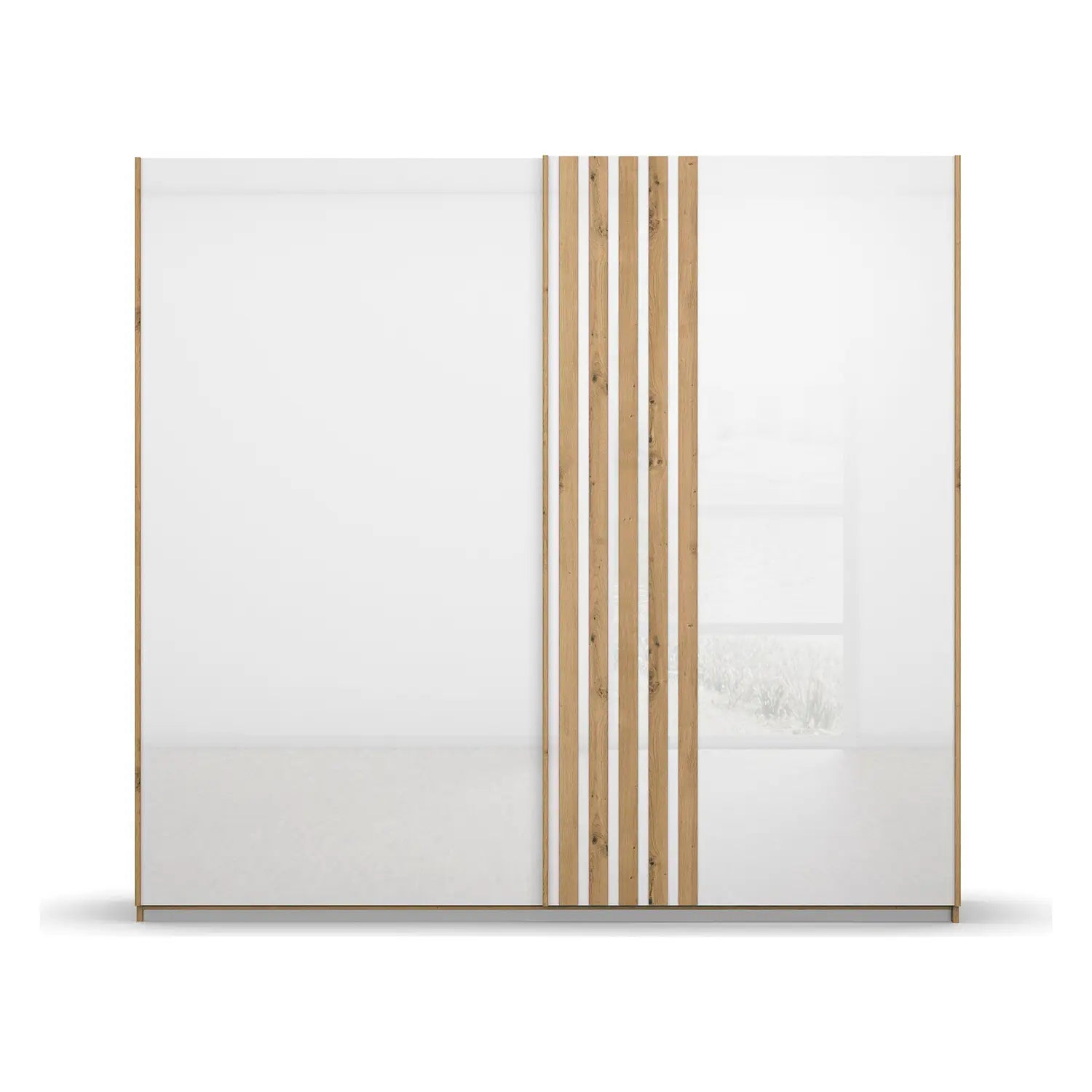 Rauch Mosbach White Glass Sliding Door Wardrobe - W226cm