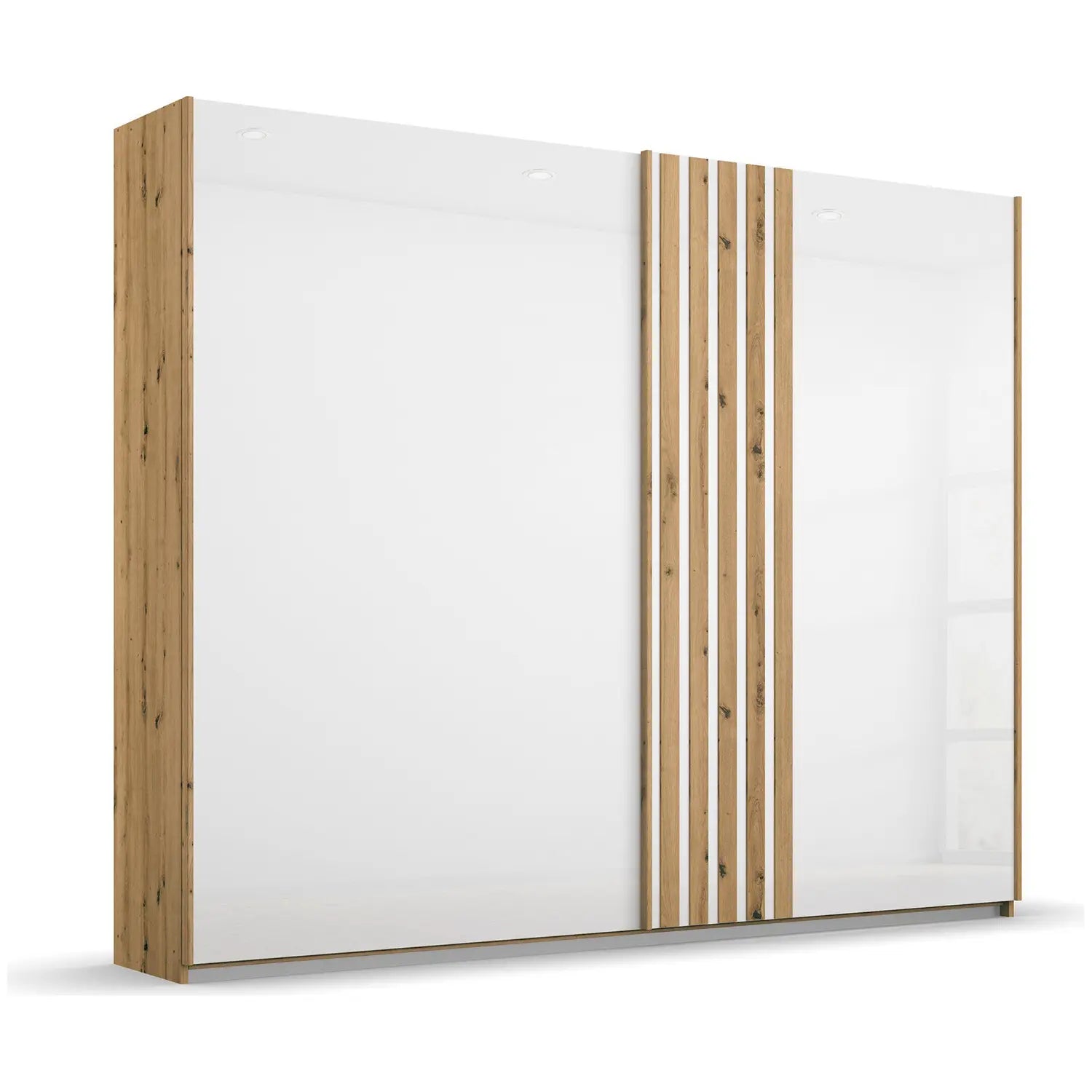 Rauch Mosbach White Glass Sliding Door Wardrobe - W226cm