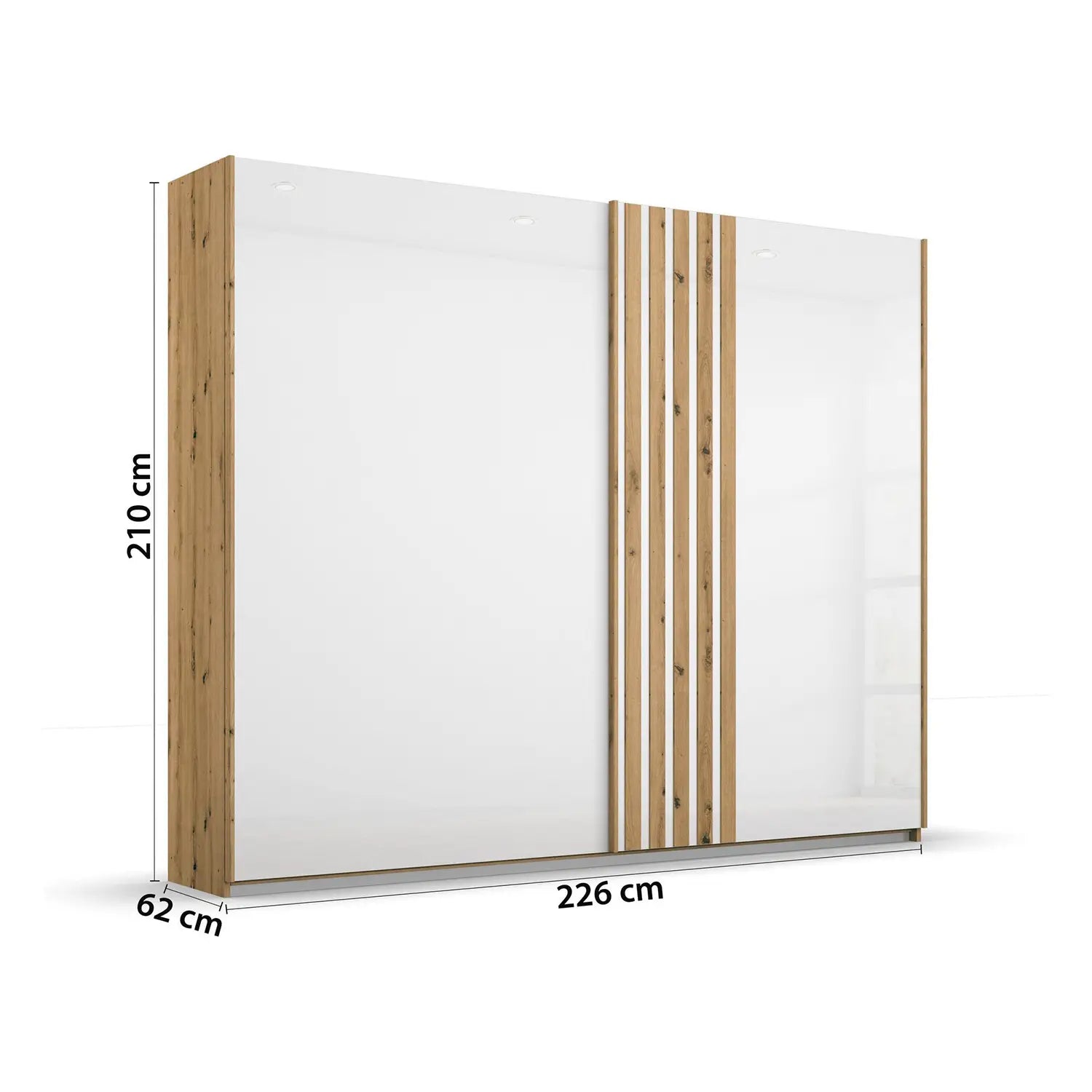 Rauch Mosbach White Glass Sliding Door Wardrobe - W226cm