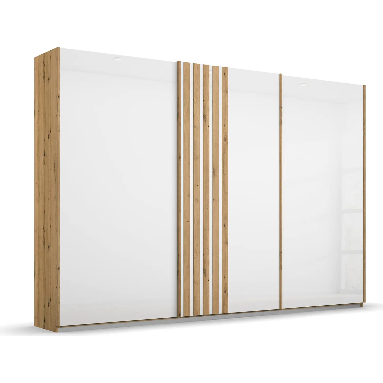 Rauch Mosbach White Glass Large 3 Door Sliding Wardrobe -W271cm