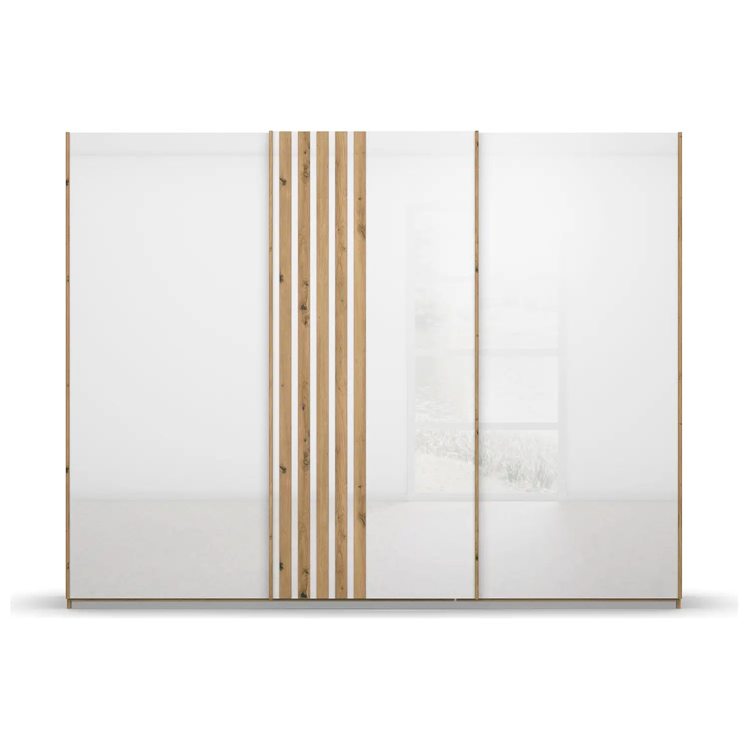 Rauch Mosbach White Glass Large 3 Door Sliding Wardrobe -W271cm