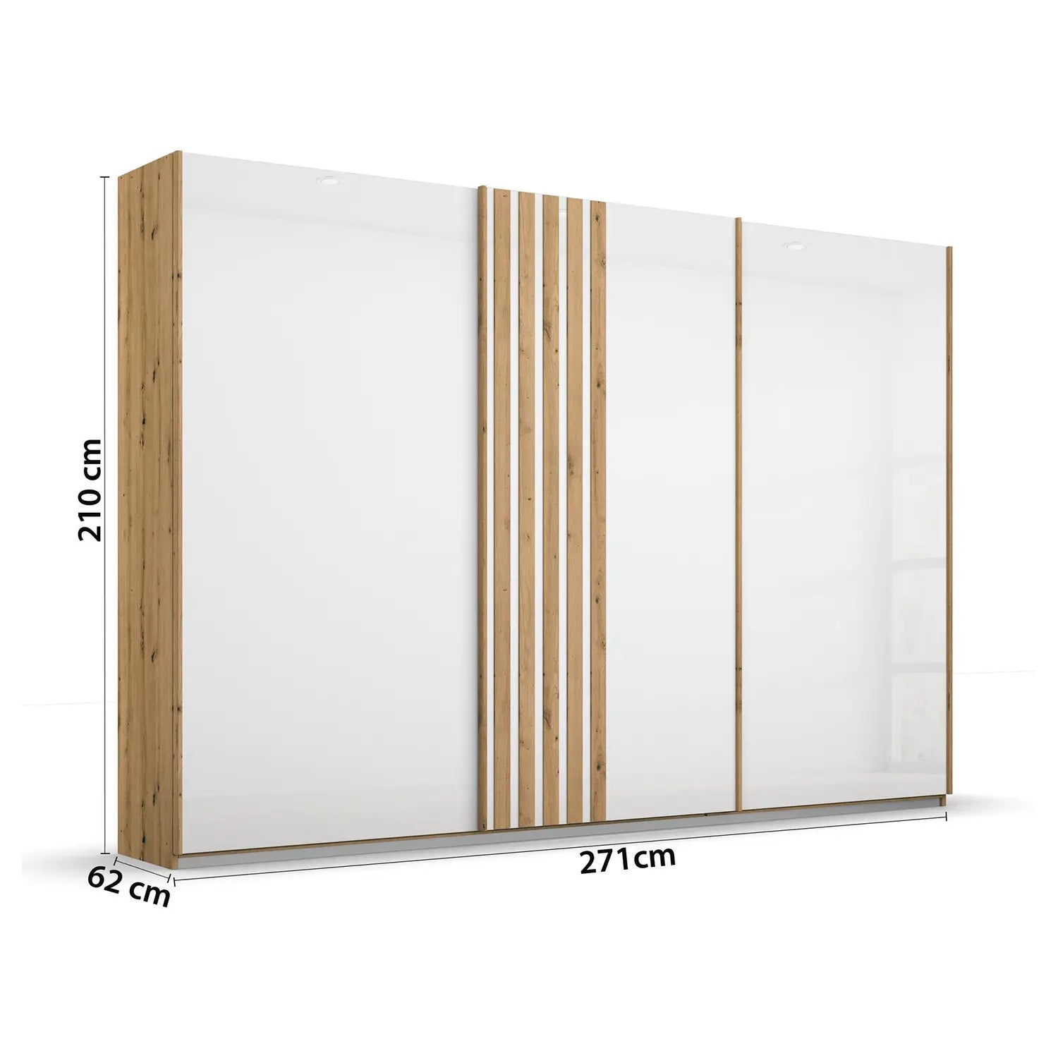 Rauch Mosbach White Glass Large 3 Door Sliding Wardrobe -W271cm