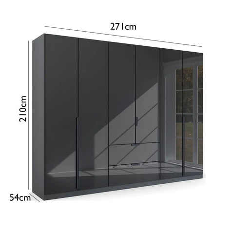 Rauch Mulheim 6 Door Black Glass Wardrobe and Drawers Dimensions 