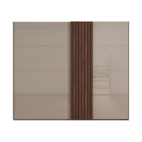 Rauch Tegra Fusion Fango Glass and Walnut Oak 301cm Sliding Door Wardrobe