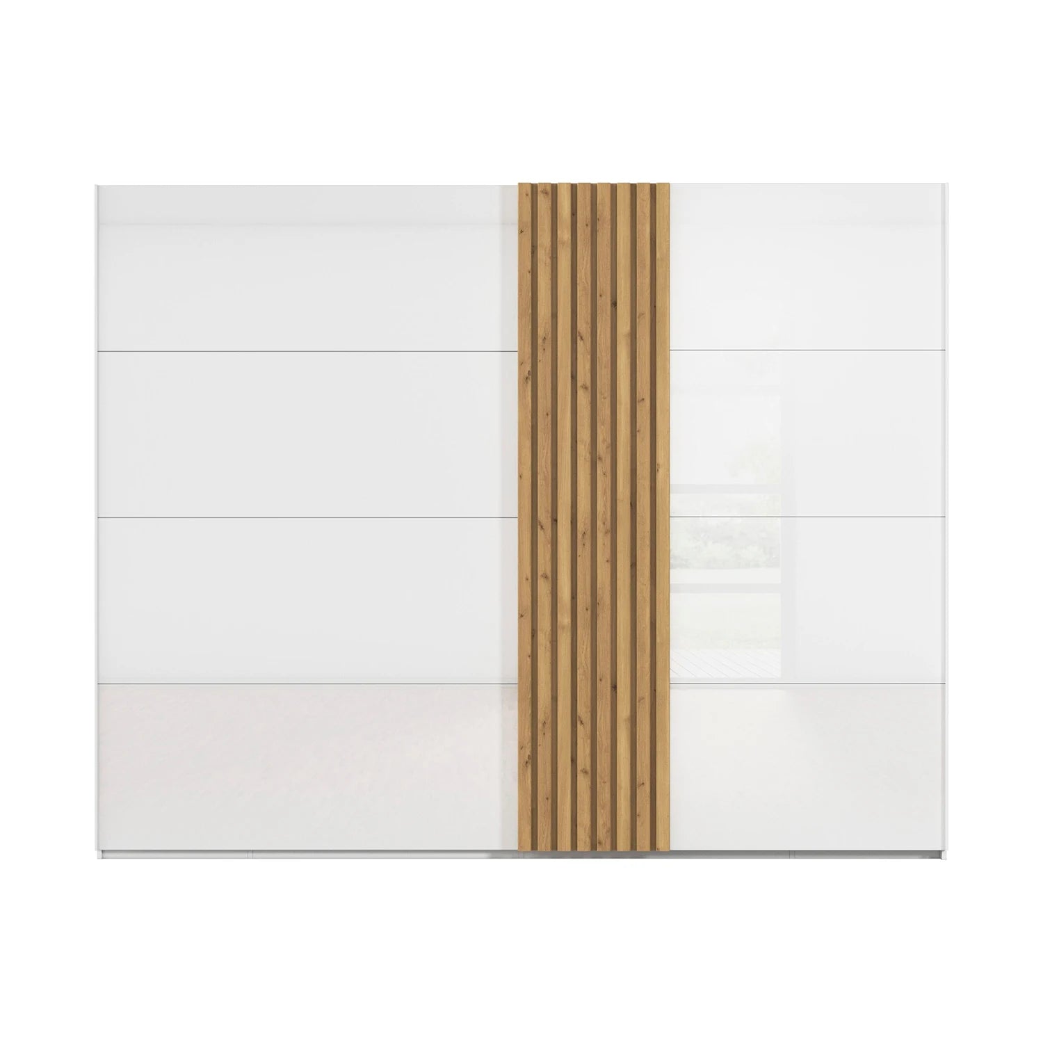 Rauch Tegra Fusion White Glass and Wild Oak Sliding Door Wardrobe 262cm Wide