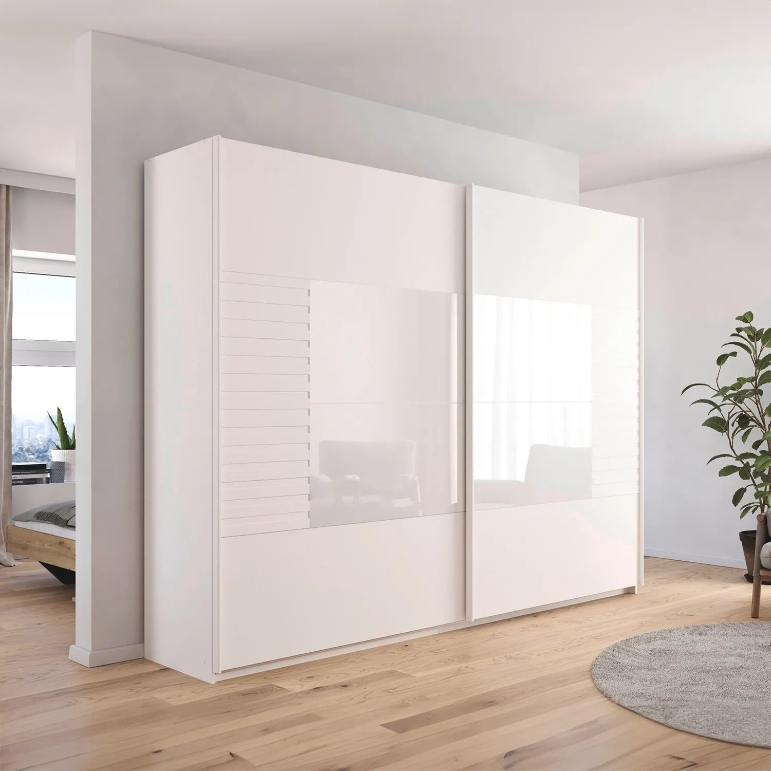 Novaro White Sliding Door Wardrobe