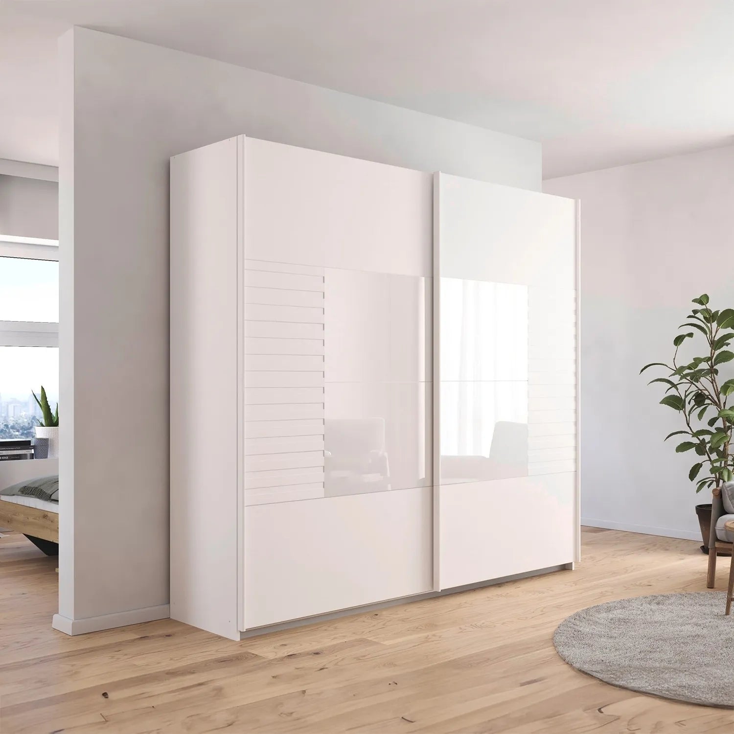 Novaro White Sliding Door Wardrobe