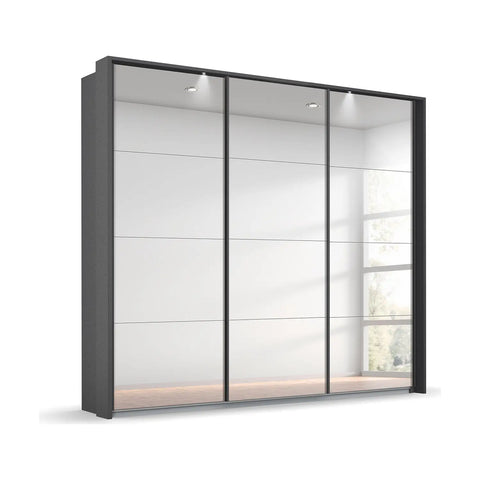 Rauch Prism Graphite 3 Door Full Mirror Sliding Wardrobe - 203cm